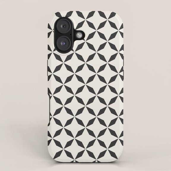 Black and Off-White Geometric Pinwheel Star Tough Case for Apple iPhone Series, Polycarbonate and TPU