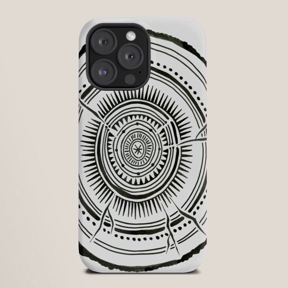 Black and Off-White Geometric Sunburst Tough Case for Apple iPhone, Polycarbonate and TPU