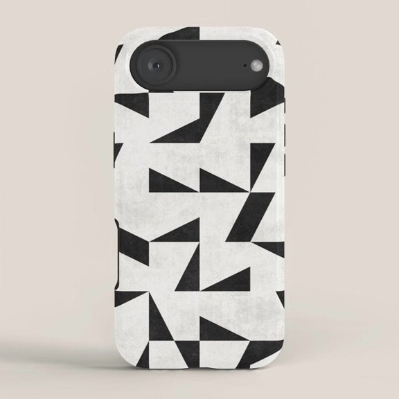 Black and Off-White Geometric Triangle Tough Case for Apple iPhone Series, Polycarbonate and TPU