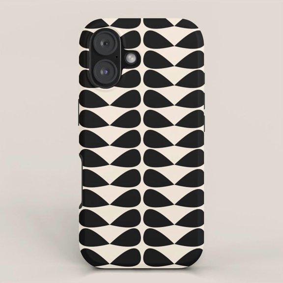 Black and Off-White Hourglass Geometric Tough Case for Apple iPhone, Polycarbonate and TPU