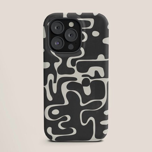 Black and Off-White Organic Geometric Tough Case for Apple iPhone, Polycarbonate and TPU