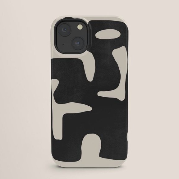 Black and Off-White Organic Shape Tough Case for Apple iPhone, Polycarbonate and TPU