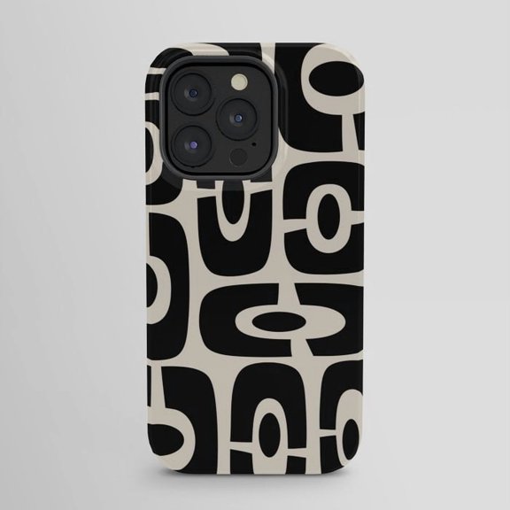 Black and Off-White Retro Geometric Tough Case for Apple iPhone, Polycarbonate and TPU