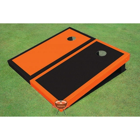 Black and Orange Alternating Border Cornhole Boards