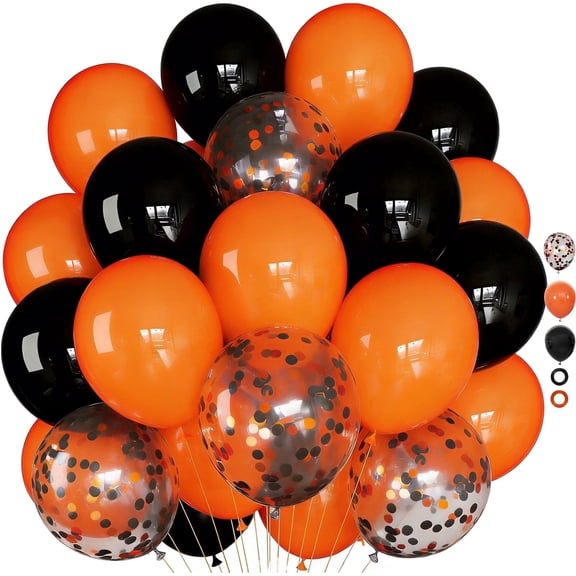Black and Orange Balloons, 68Pcs 12 inch Orange Black Balloon Set for Birthday Graduation Party Decorations