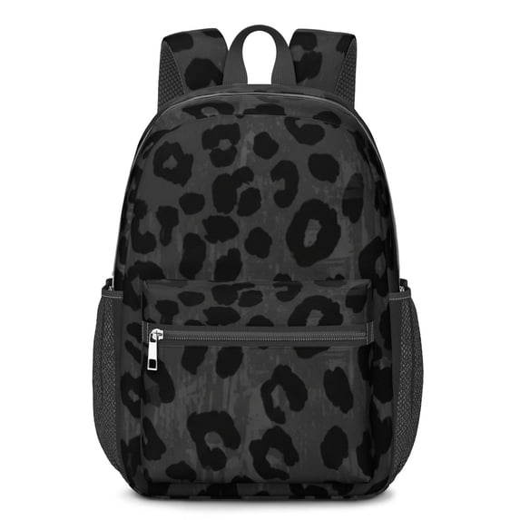 Black and Orange Leopard Print 17" School Backpacks for Teens,Waterproof Oxford Fabric,S-Shape Padded Straps for School,Travel,Hiking,Camping