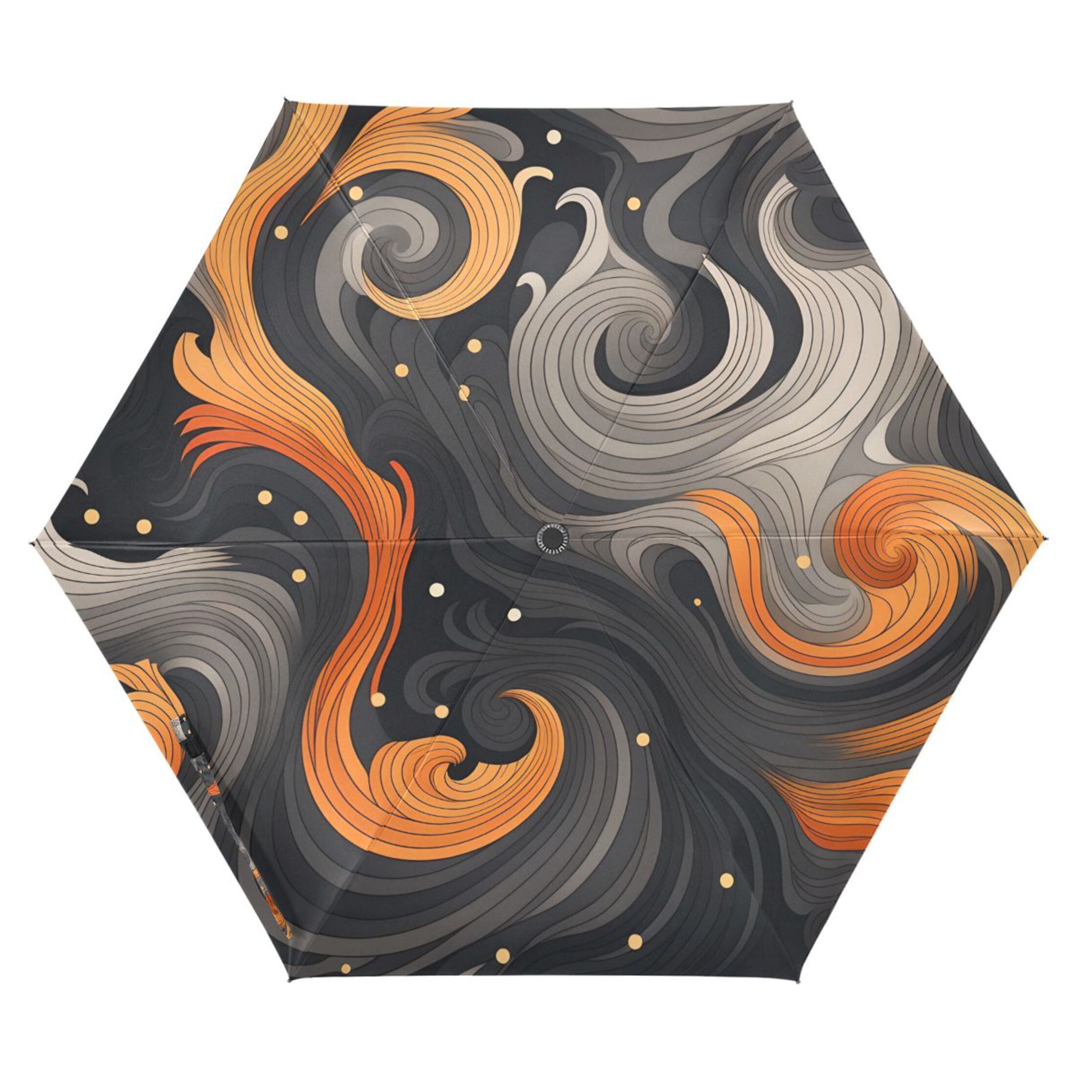 Black and Orange UPF 50+ Compact Folding Umbrella for Rain Windproof Travel Umbrella Lightweight Packable