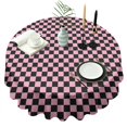 thumbnail image 1 of Black and Pink Checkerboard Pattern Round Tablecloth 60"x60",Wrinkle Wipeable Table Cloth for Kitchen Dining Room Picnic Patio Party, 1 of 6