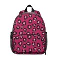thumbnail image 1 of Black and Pink Leopard Print Backpack for School, Cute School Bag with Adjustable Shoulder Straps and Padded Back, 13.8"x11.4"x6", 1 of 5