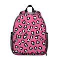 thumbnail image 1 of Black and Pink Leopard Print Backpack for School, Cute School Bag with Adjustable Shoulder Straps and Padded Back, 13.8"x11.4"x6", 1 of 5