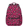 thumbnail image 1 of Black and Pink Leopard Print Backpack for School, Cute School Bag with Adjustable Shoulder Straps and Padded Back, 15.3"x11"x7.1", 1 of 5
