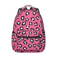 thumbnail image 1 of Black and Pink Leopard Print Backpack for School, Cute School Bag with Adjustable Shoulder Straps and Padded Back, 15.3"x11"x7.1", 1 of 5