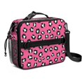 thumbnail image 1 of Black and Pink Leopard Print Insulated Lunch Bag with Shoulder Strap and Bottle Holder,Bento School Lunch Bag Box,11x9.5x3.5 Inches, 1 of 3