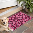 thumbnail image 1 of Black and Pink Leopard Print Washable Non Slip Indoor Door Mat, Decorative Entry Rug for Entrance, Bedroom, Kitchen, Bathroom, 16"x24", 1 of 6