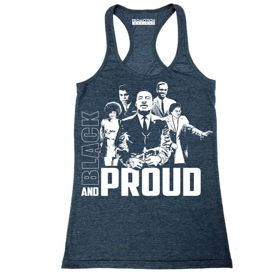 Black and Proud Black History Month Women's Tank Top, XL, H. Navy