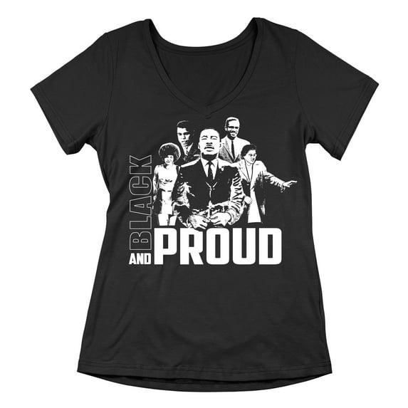 Black and Proud Black History Month Women's V-neck, M, Black