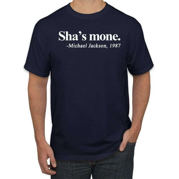 Black and Proud Sha's Mone. Michael Jackson 1987 Men's Graphic T-Shirt, Navy, 5XL