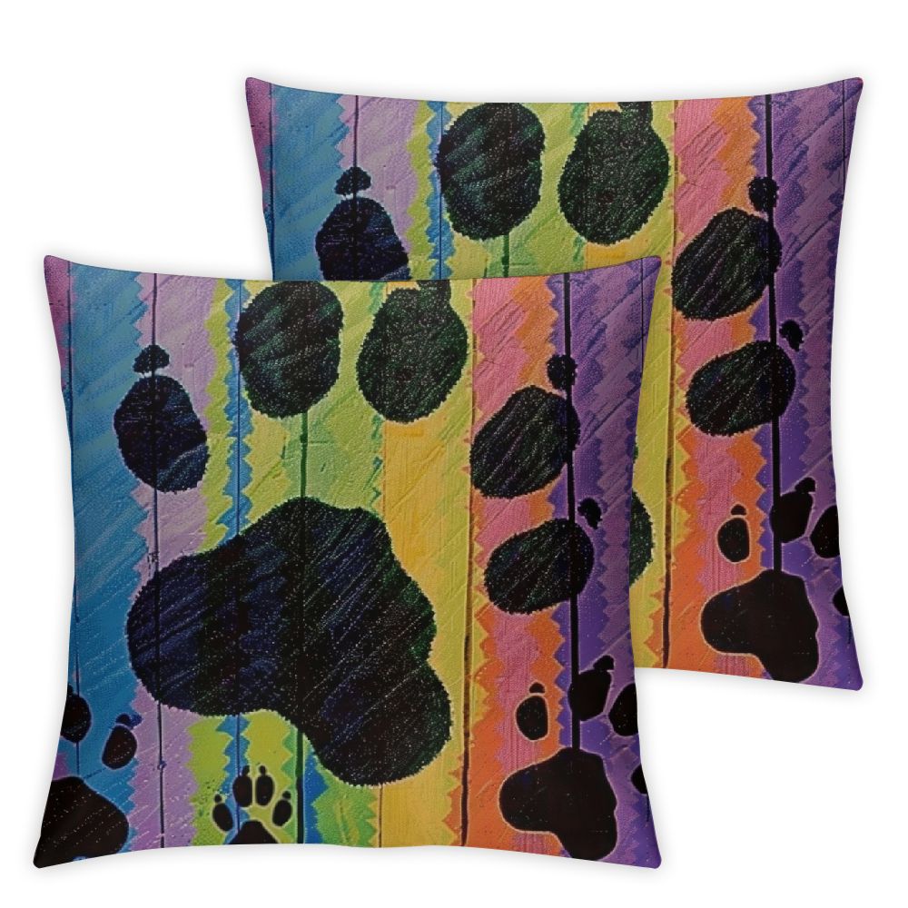 Black and Purple Dog Paw Throw Pillow Case Cushion Cover Home Office