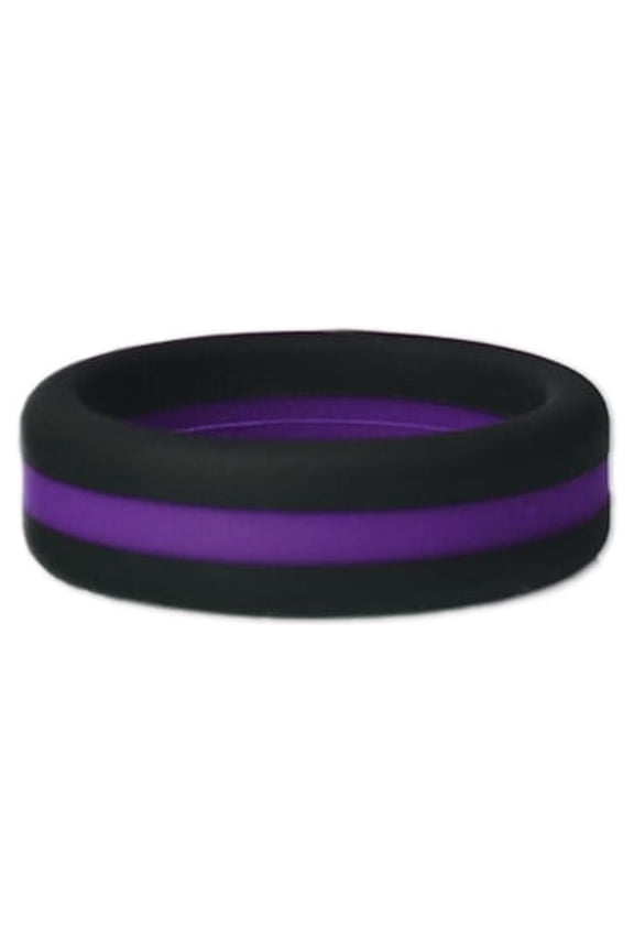 Black and Purple Striped Silicone Ring Size 13