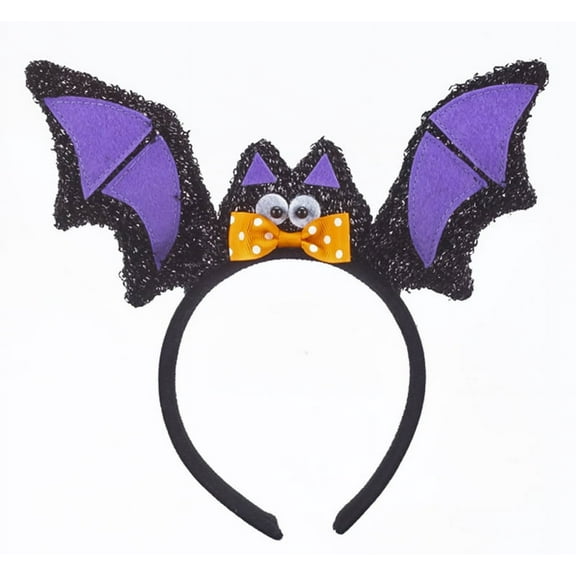 Black and Purple Winged Bat Halloween Headband - By Ganz