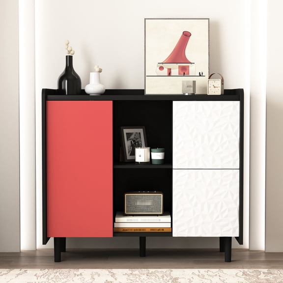Black and Red Accent Cabinet / Solid and Durable for Years