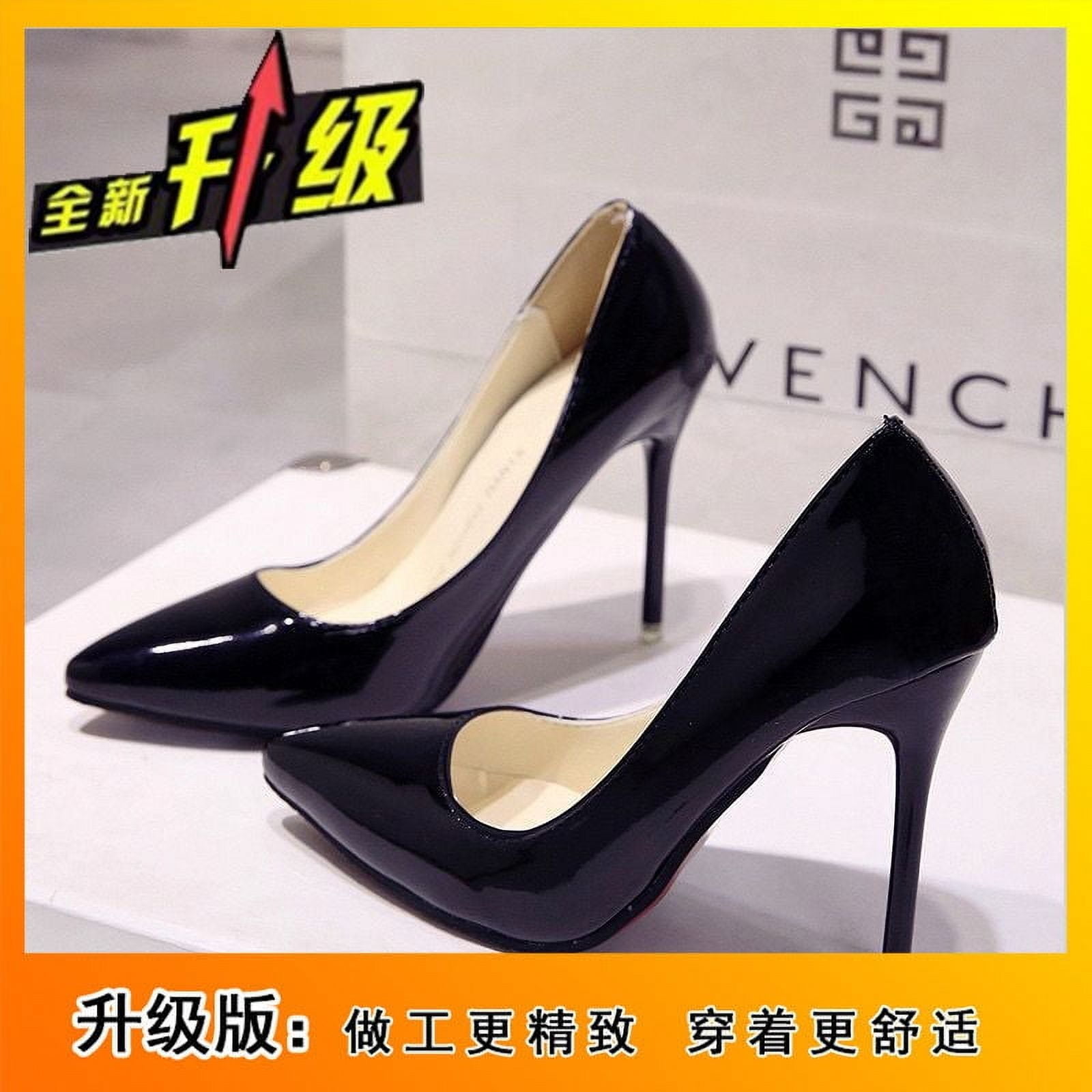 HHH Black and Red Background Patent Leather Pointed Toe Sexy