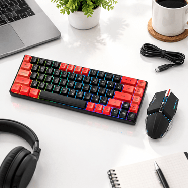 Window 98 Red Wired 60% Gaming And Mousebo Ultra-compact 61 Keys Rgblit Mini ...