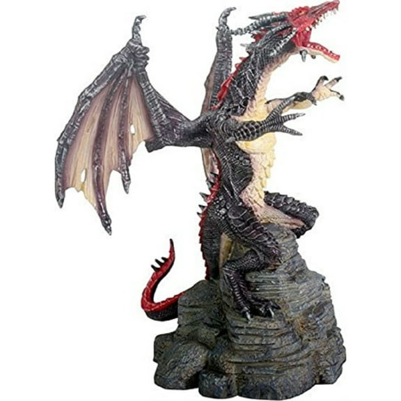 Black and Red Flying Dragon Fantasy Statue Figurine Mythical Decoration New