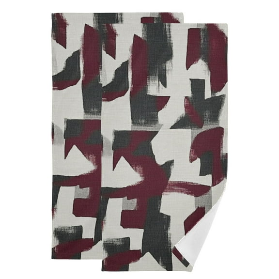 Black and Red Geometry Hand Towel Absorbent Bath Towels for Bathroom Sports Gym(28.3" X 14.4") Set of 2