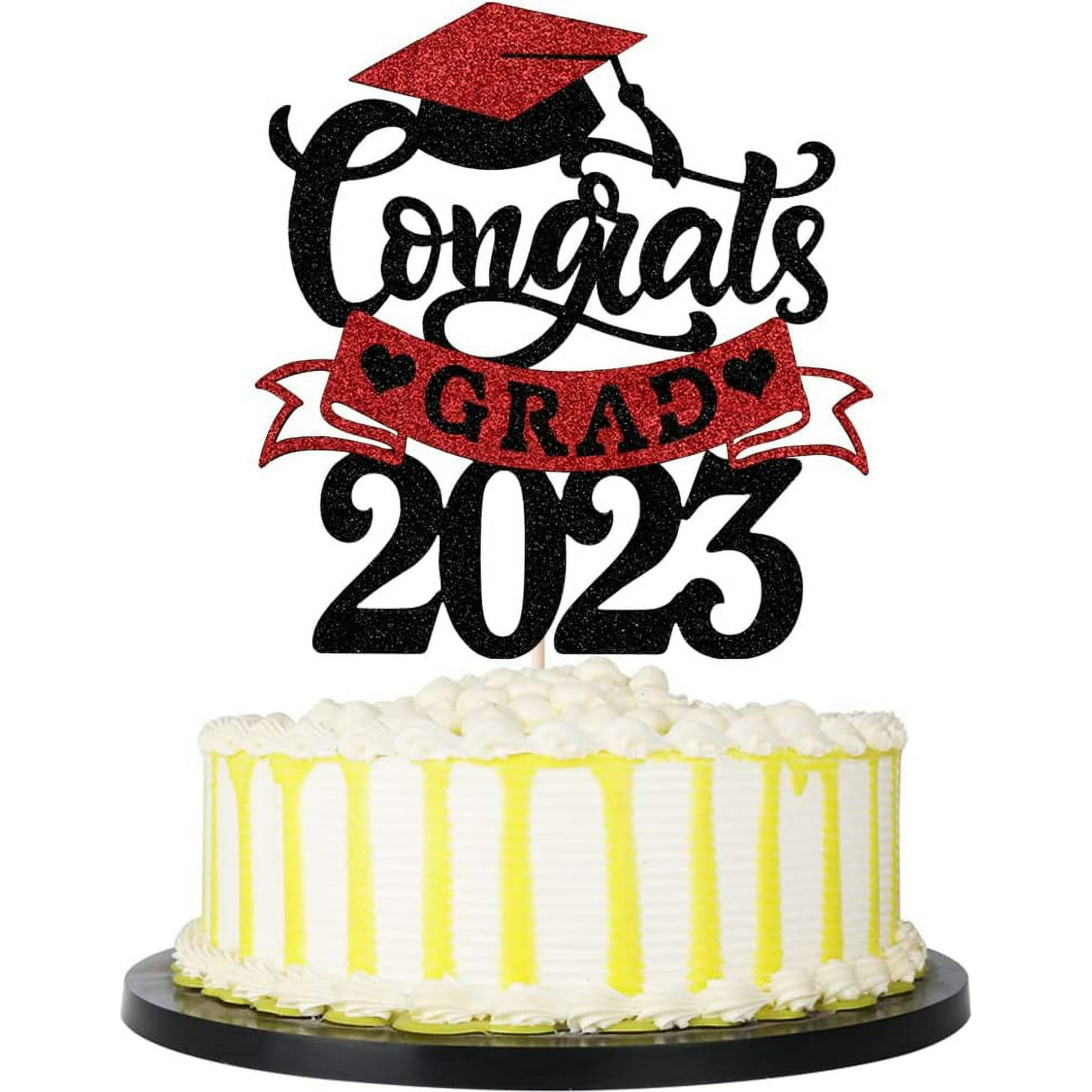 Black and Red Glitter Congrats Grad 2024 Cake Topper , Class of ...