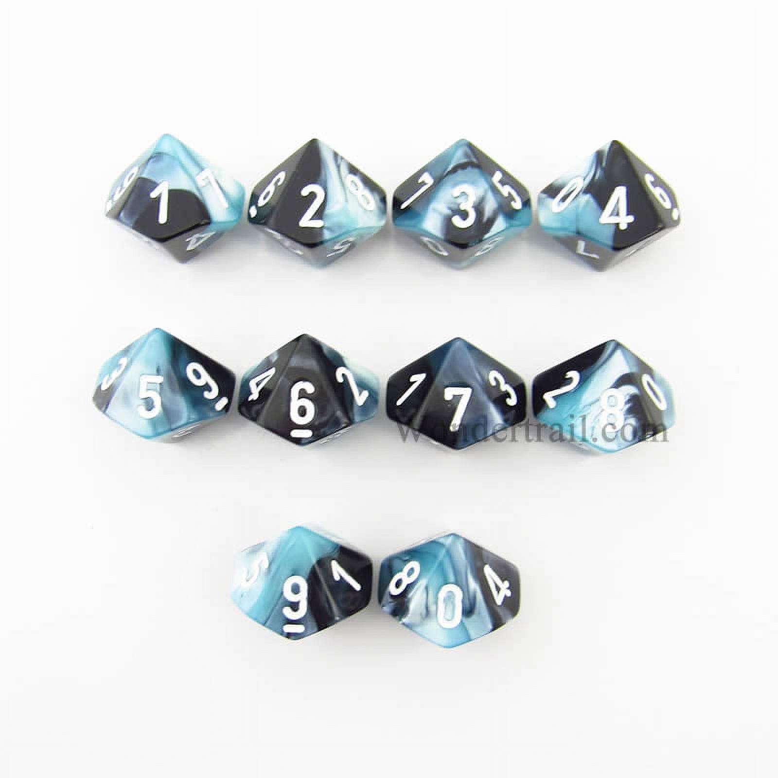 Steel Teal Gemini Dice Set - 2 Pack 16mm D6 Dice With White Numbers For Tabletop Games
