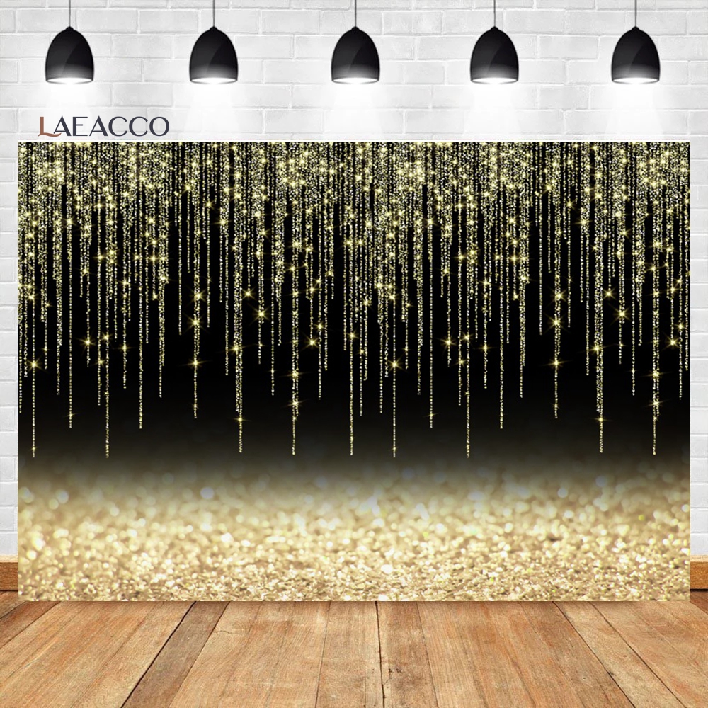 Black and Silver Backdrop Glitter Bokeh Spots Wedding Party Decor Shiny