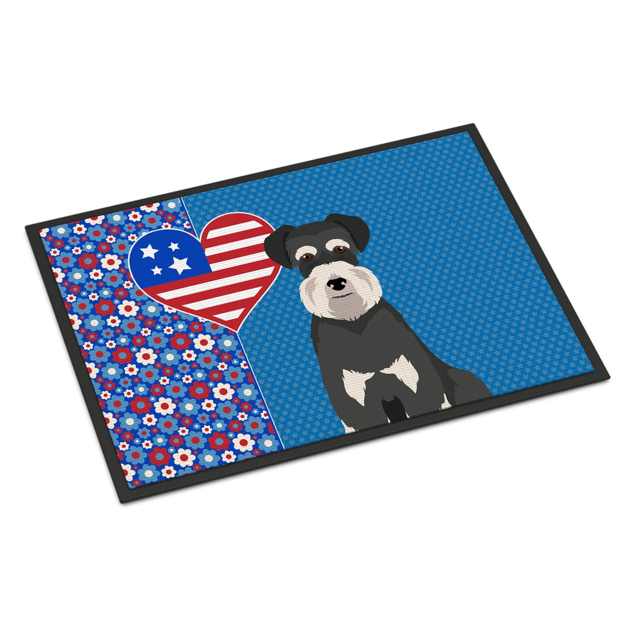 Black and Silver Natural Ears Schnauzer Indoor or Outdoor Mat 24x36 36 in x 24 in