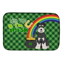 Black and Silver Natural Ears Schnauzer St. Patricks Day Dish Drying Mat