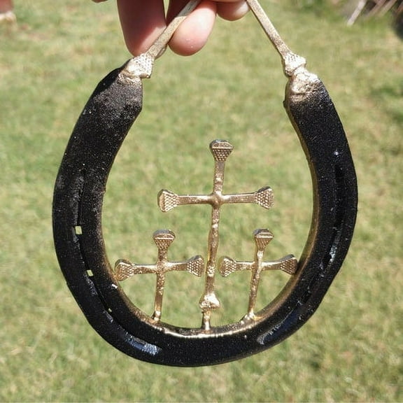 Black and Silver Small Triple Cross, Saxon's Handmade Crafts, LLC, 12.00