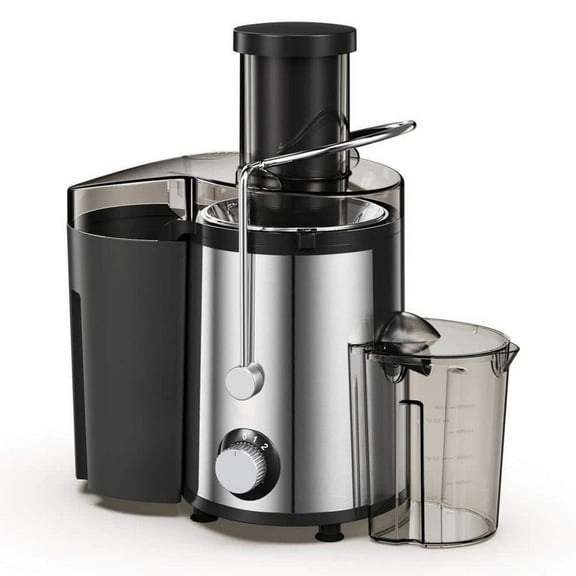 Black and Silver Stainless Steel Juicer Machine, 800 W Centrifugal Juicer Extractor with 3 in. Wide Mouth Feed Chute