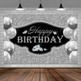 thumbnail image 1 of Black and Sliver Backdrop Diamond and Sequin Birthday Banner Backdrop Happy Birthday Banner Photo Backdrop 7X5FT, 1 of 5
