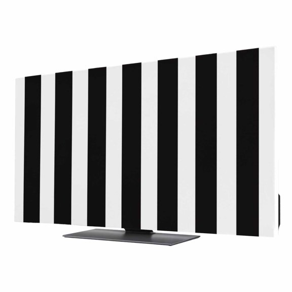 Black and TV Dust Cover 40 Inch, White Stripe Computer Monitor Cover Dustproof Stretchable Indoor TV Screen Protector for LED LCD Universal Monitors