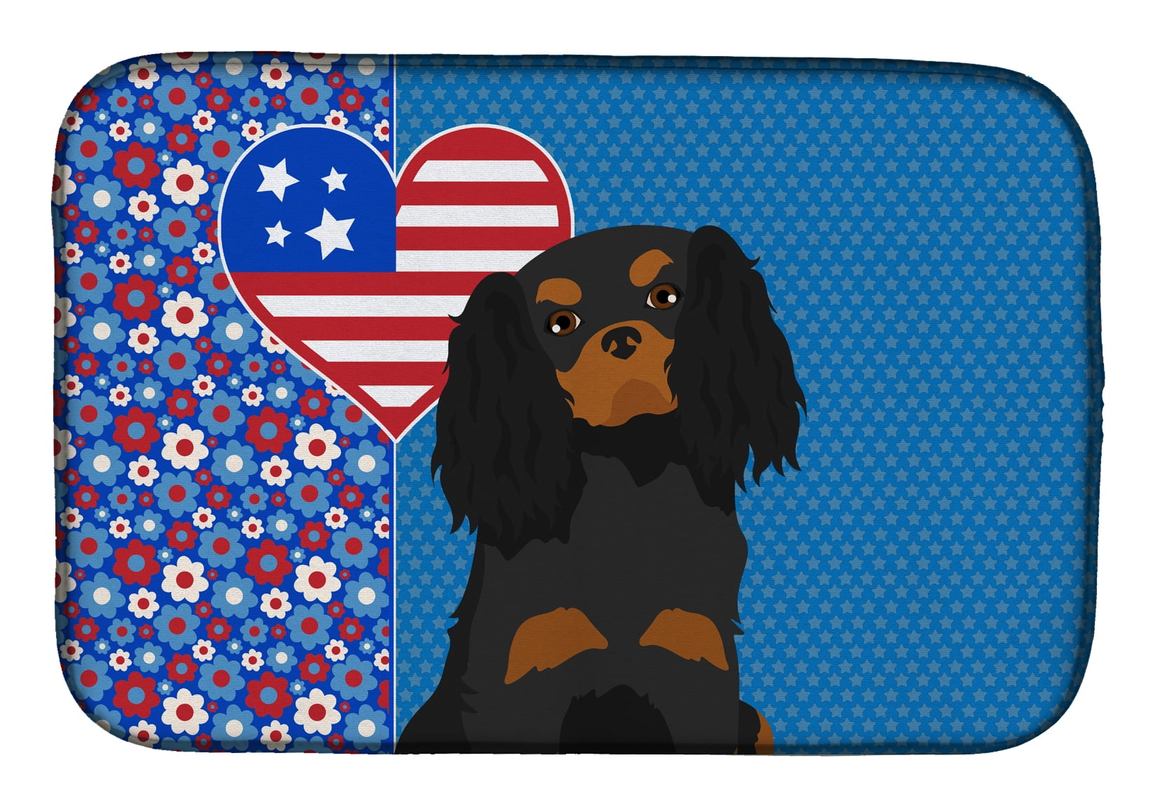 Black and Tan Cavalier Spaniel USA American Dish Drying Mat 14 in x 21 in