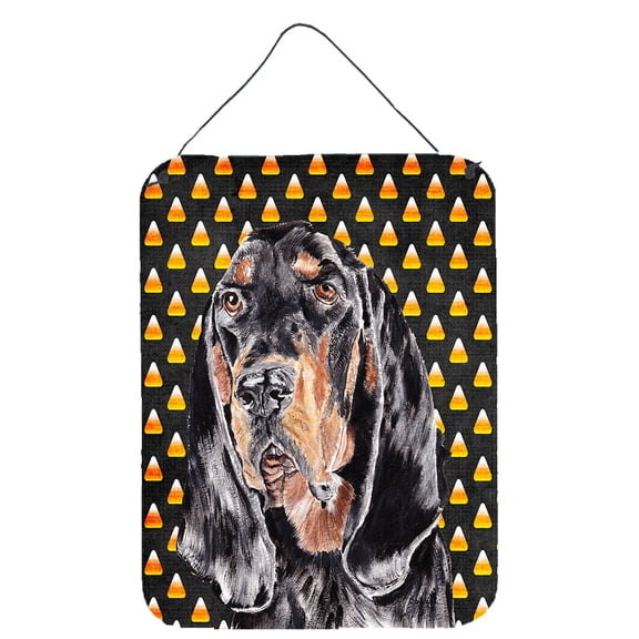 Black and Tan Coonhound  Candy Corn Halloween Wall or Door Hanging Prints