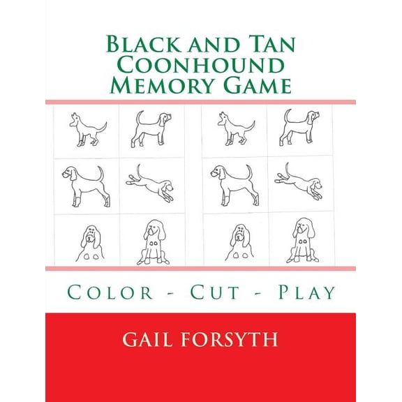 Black and Tan Coonhound Memory Game: Color - Cut - Play