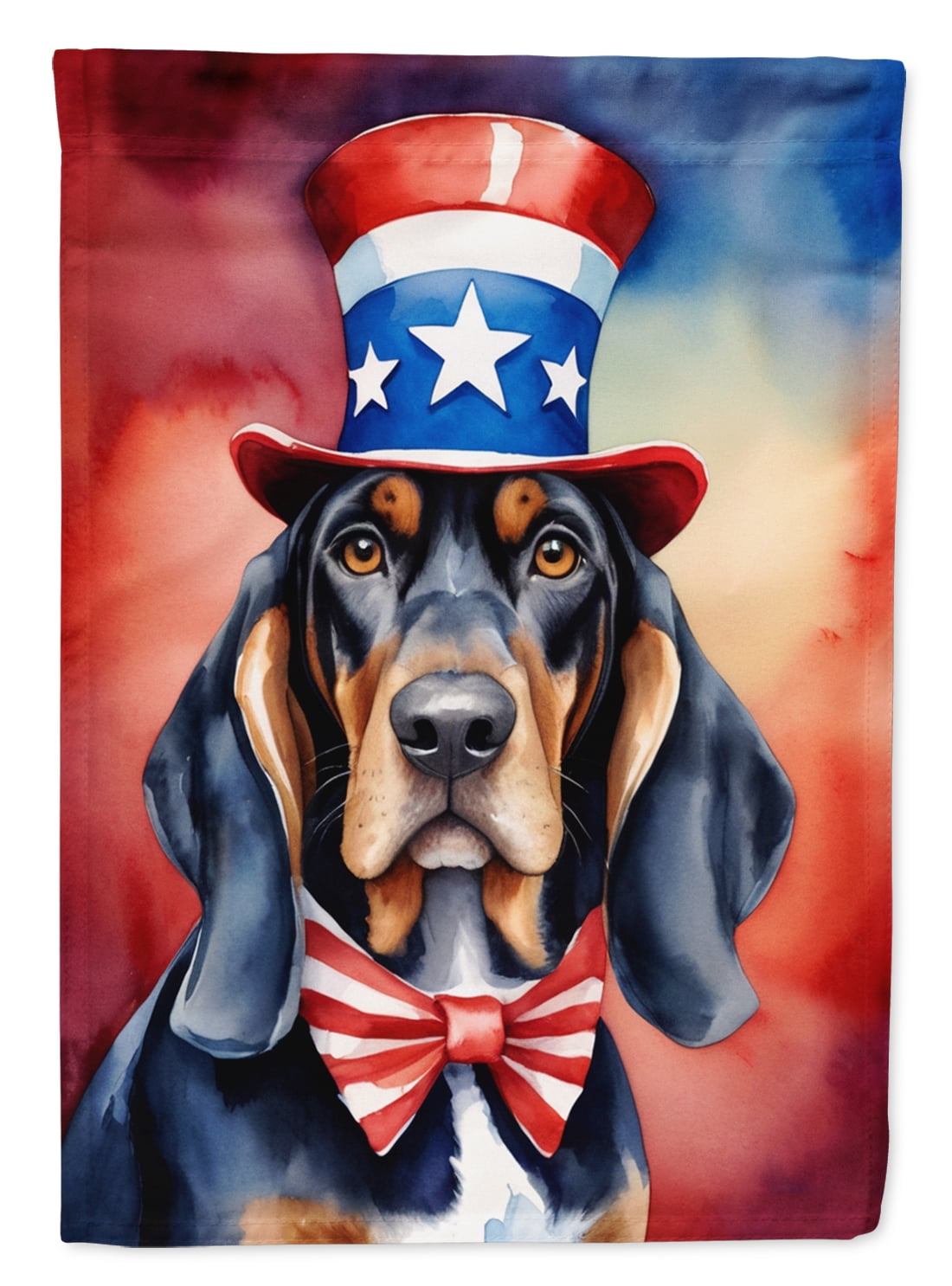 Black and Tan Coonhound Patriotic American House Flag 28 in x 40 in