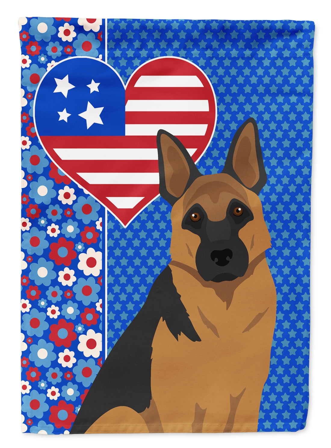 Black and Tan German Shepherd USA American Flag Garden Size