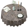 thumbnail image 1 of Black and Tan Leopard Print Round Tablecloth 60"x60",Wrinkle Wipeable Table Cloth for Kitchen Dining Room Picnic Patio Party, 1 of 6