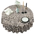 thumbnail image 1 of Black and Tan Leopard Print Round Tablecloth 60"x60",Wrinkle Wipeable Table Cloth for Kitchen Dining Room Picnic Patio Party, 1 of 6