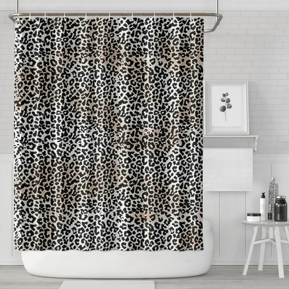 Black and Tan Leopard Print Shower Curtain 84"x72" ,Bathroom Decorative Shower Curtains Set with 12 Hooks,Modern Waterproof Washable Shower Curtain