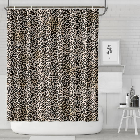 Black and Tan Leopard Print Shower Curtain 84"x72" ,Bathroom Decorative Shower Curtains Set with 12 Hooks,Modern Waterproof Washable Shower Curtain