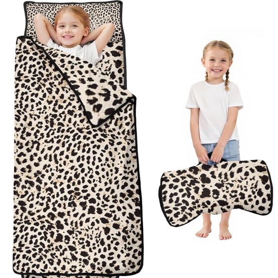 Black and Tan Leopard Print Toddler Nap Mats for Kids Preschool,Sleeping Mat Bag or Kids,Toddler Sleeping Bag,Toddler Nap Mat or Daycare