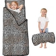 thumbnail image 1 of Black and Tan Leopard Print Toddler Nap Mats for Kids Preschool,Sleeping Mat Bag or Kids,Toddler Sleeping Bag,Toddler Nap Mat or Daycare, 1 of 6