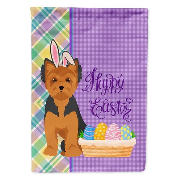 Black and Tan Puppy Cut Yorkshire Terrier Easter Flag Garden Size